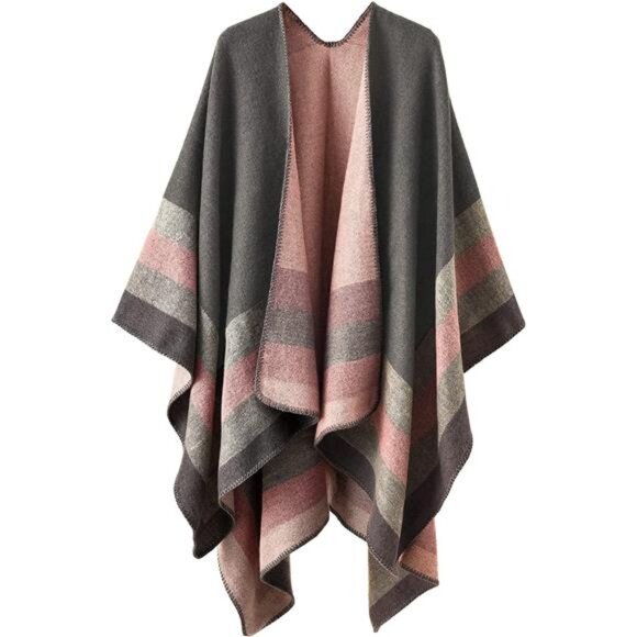 Shawl Wraps for‎ Women, Elegant Knitted Cape Open Front Poncho Scarf Blanket - Picture 1 of 7